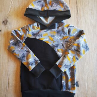 Hoodie Gr. 98/104 Hai/schwarz