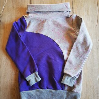 Hoodie Gr. 110/116 lila/grau mit Glitzer