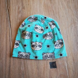 Beanie Gr. 50-52 hellblau Panda